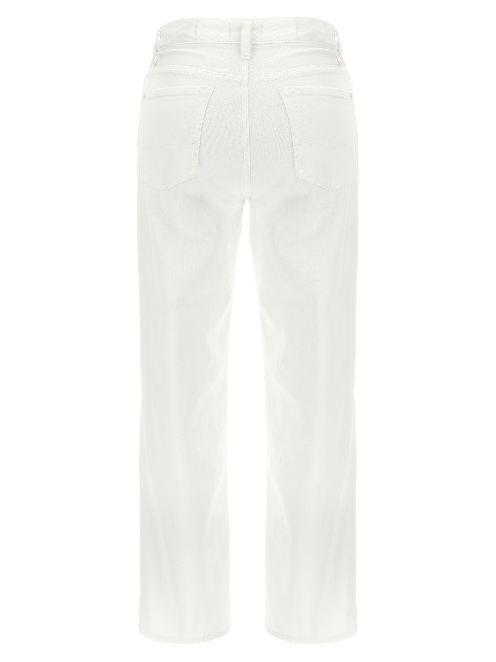 7 For All Mankind White Cotton High-Waisted Calie Jeans
