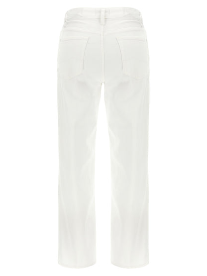 7 For All Mankind White Cotton High-Waisted Calie Jeans