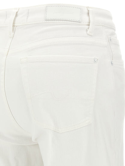 7 For All Mankind White Cotton High-Waisted Calie Jeans