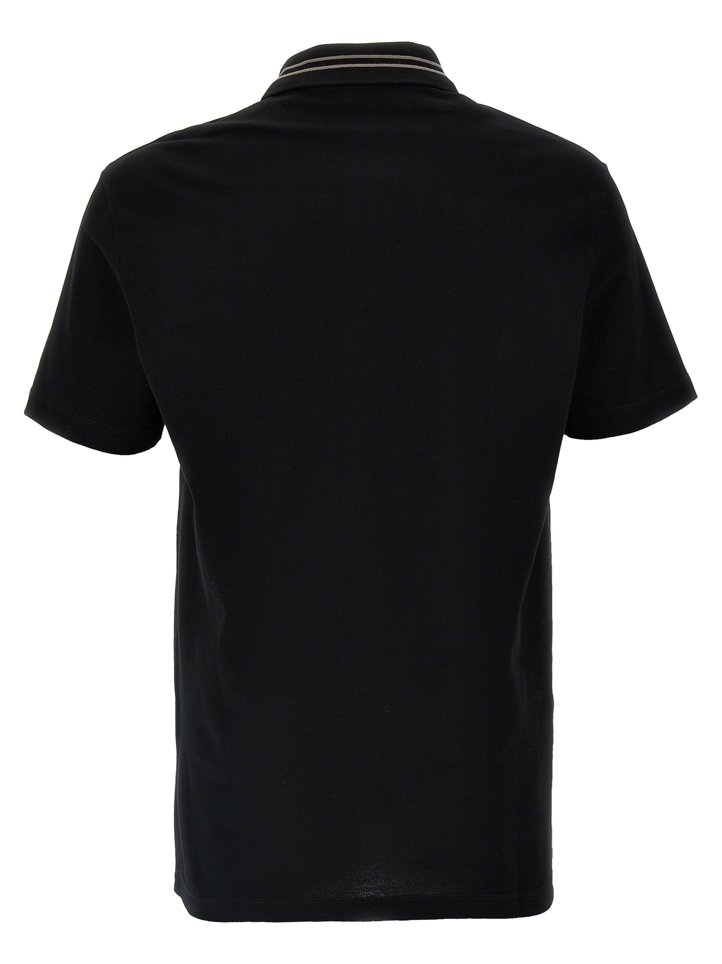 Versace Black Cotton Piqué Polo Shirt with Medusa Embroidery