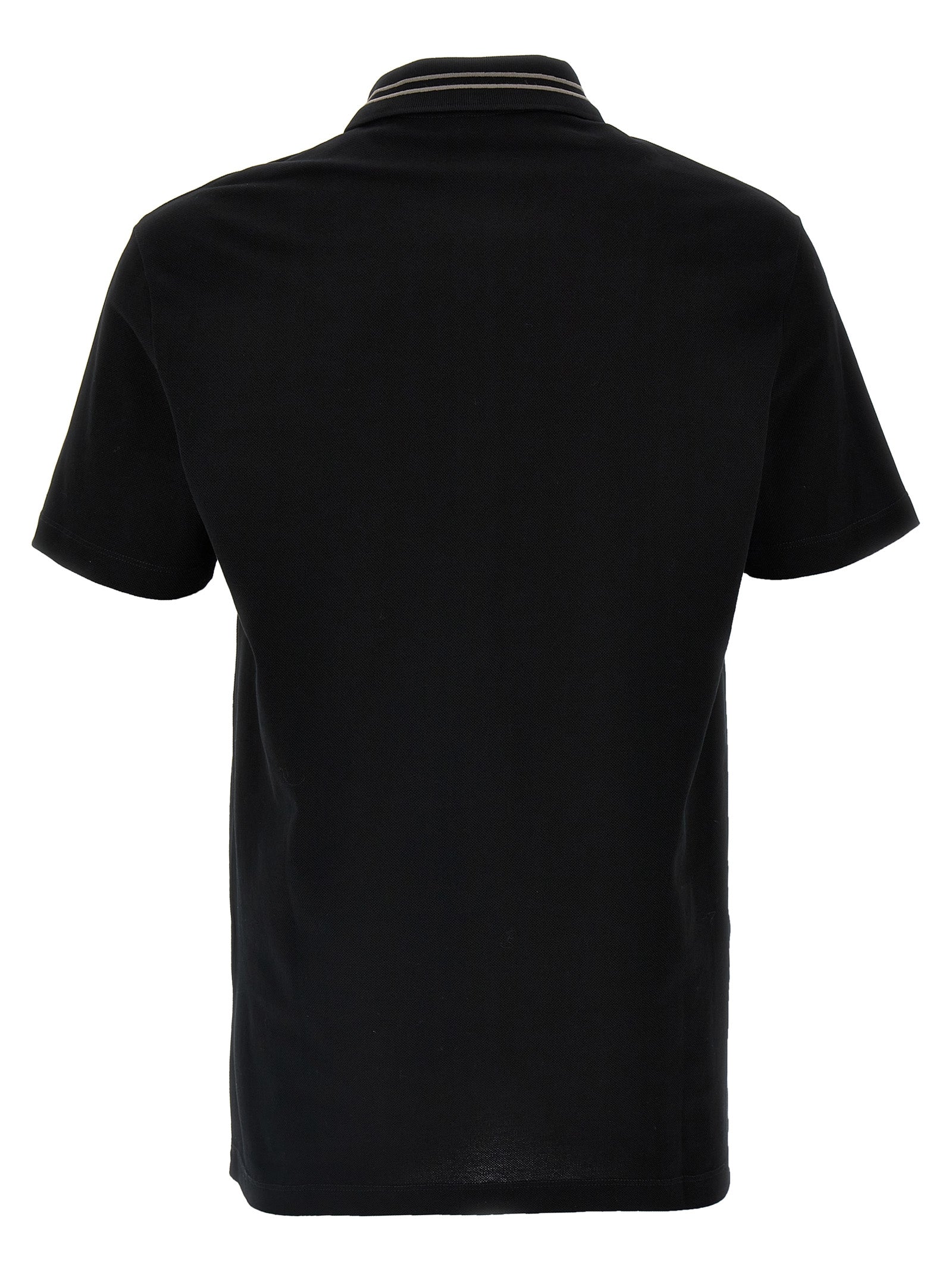 Versace Black Cotton Piqué Polo Shirt with Medusa Embroidery