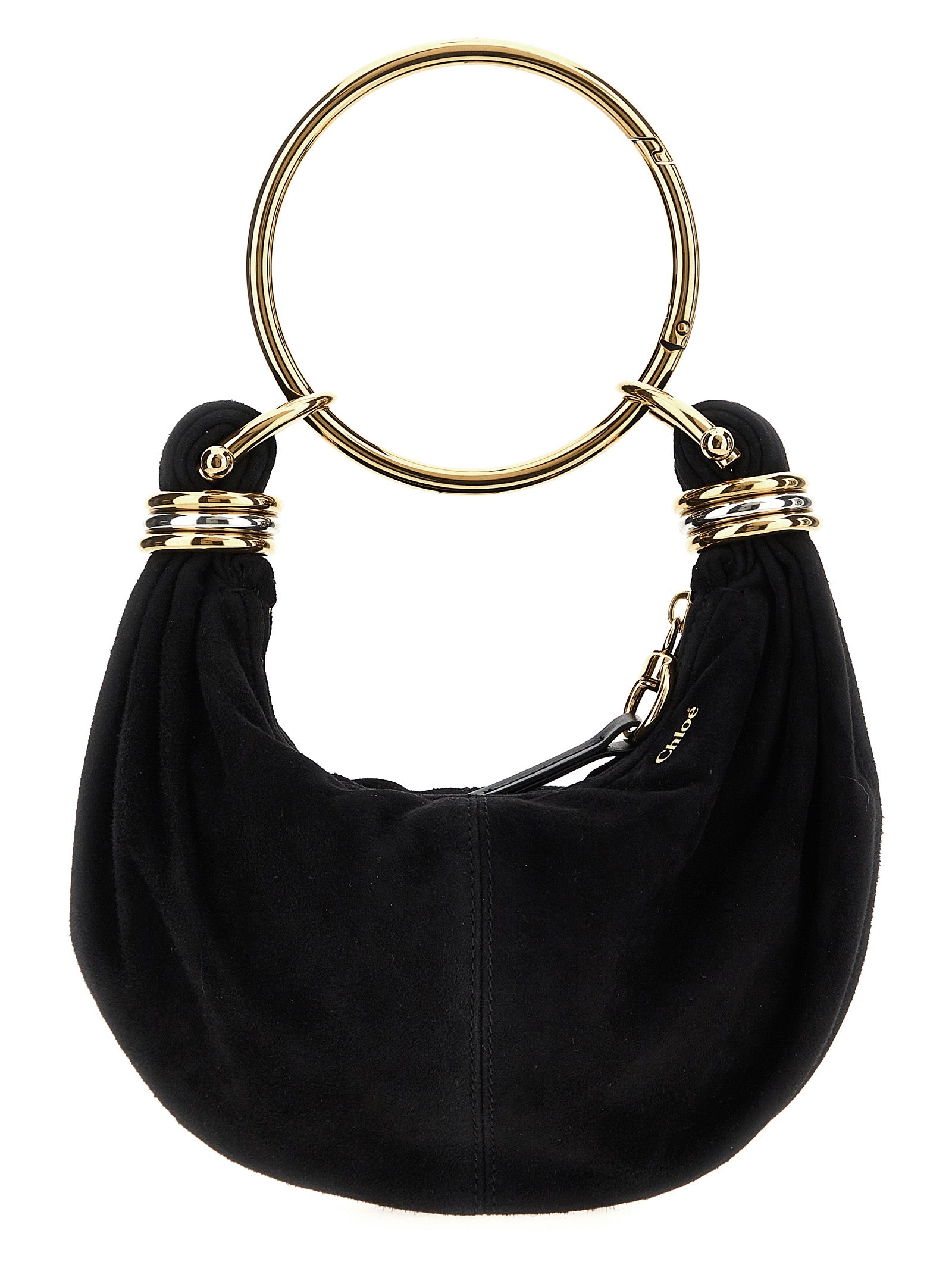 Chloé Bracelet Hobo Mini Handbag in Black Goatskin