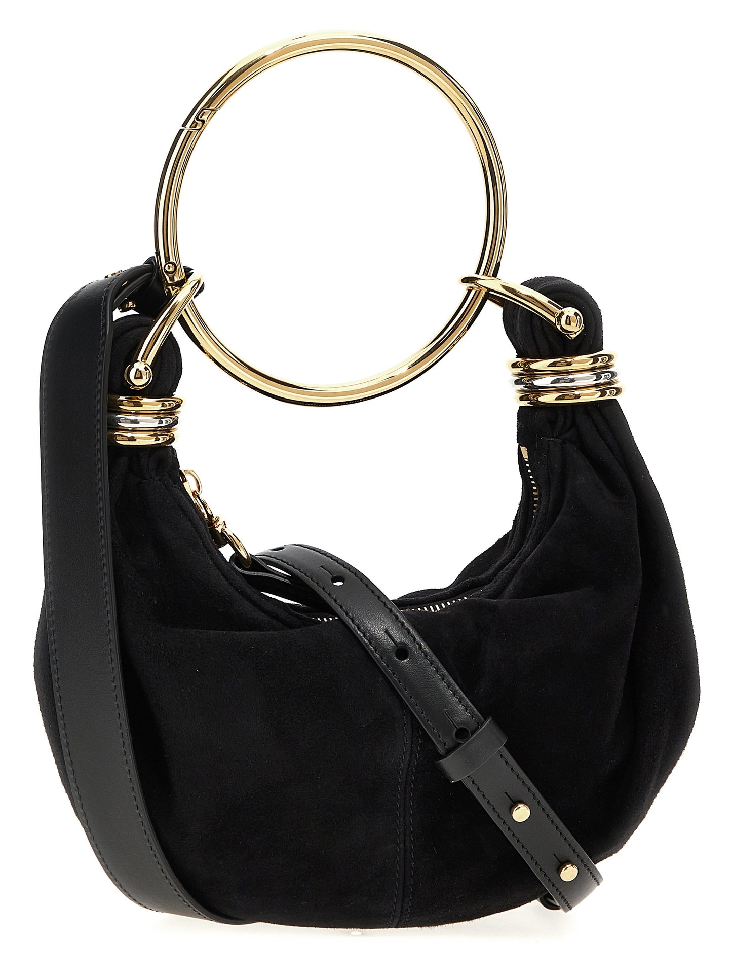 Chloé Bracelet Hobo Mini Handbag in Black Goatskin
