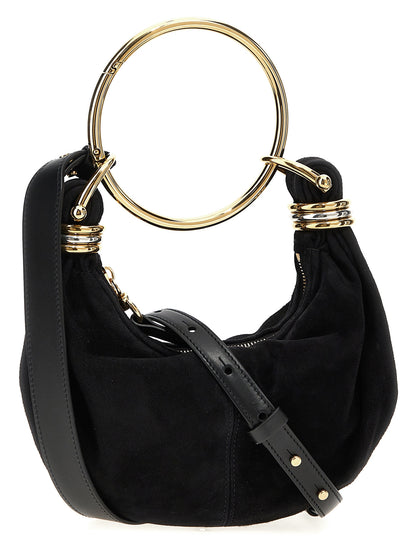 Chloé Bracelet Hobo Mini Handbag in Black Goatskin