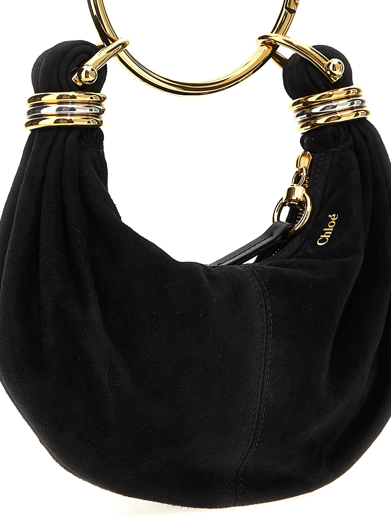 Chloé Bracelet Hobo Mini Handbag in Black Goatskin