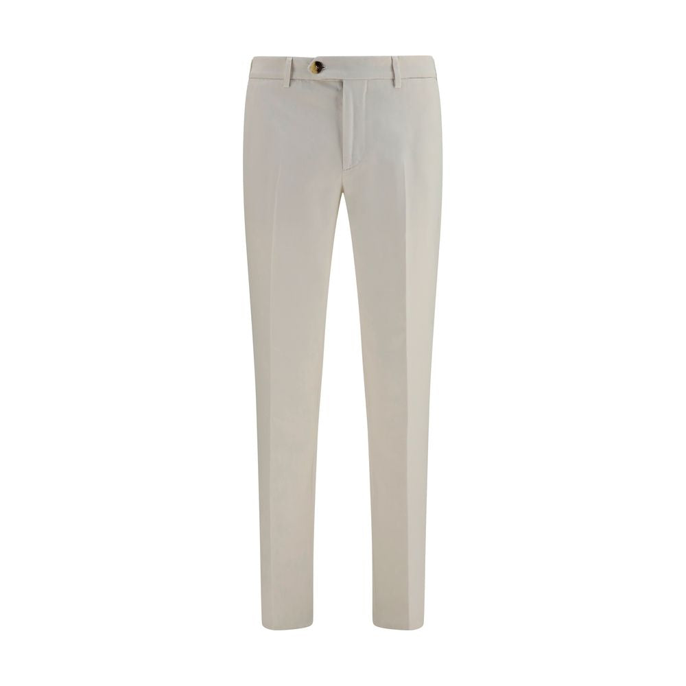 Brunello Cucinelli Off White Cotton Dyed Trousers for Men