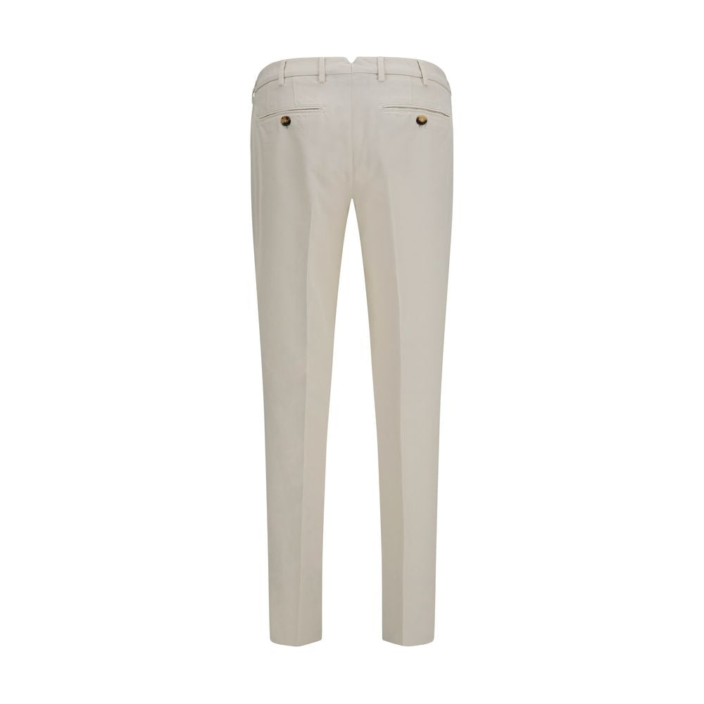 Brunello Cucinelli Off White Cotton Dyed Trousers for Men