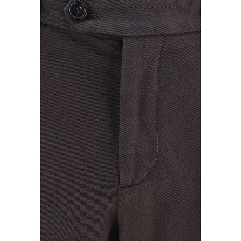 Brunello Cucinelli Brown Cotton Dyed Cotton Trousers for Men
