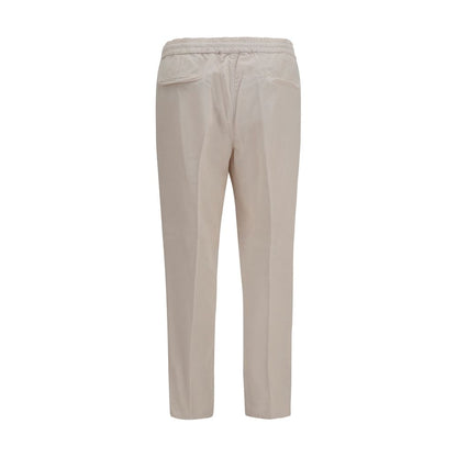 Brunello Cucinelli Beige Cotton Corduroy Drawstring Pants for Men