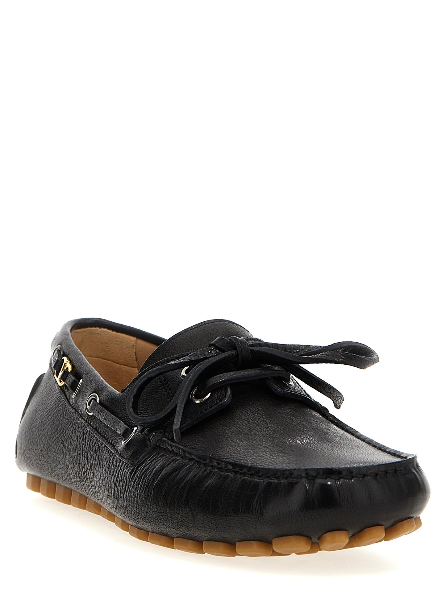 Valentino Garavani Black Buffalo Leather Slip-On Driver Fastaway Loafers