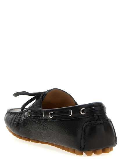 Valentino Garavani Black Buffalo Leather Slip-On Driver Fastaway Loafers