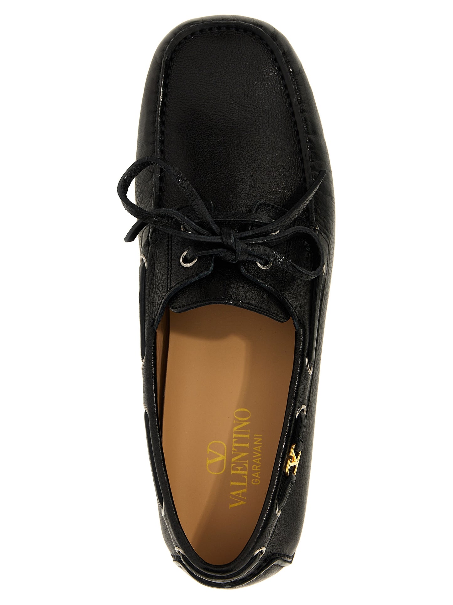 Valentino Garavani Black Buffalo Leather Slip-On Driver Fastaway Loafers