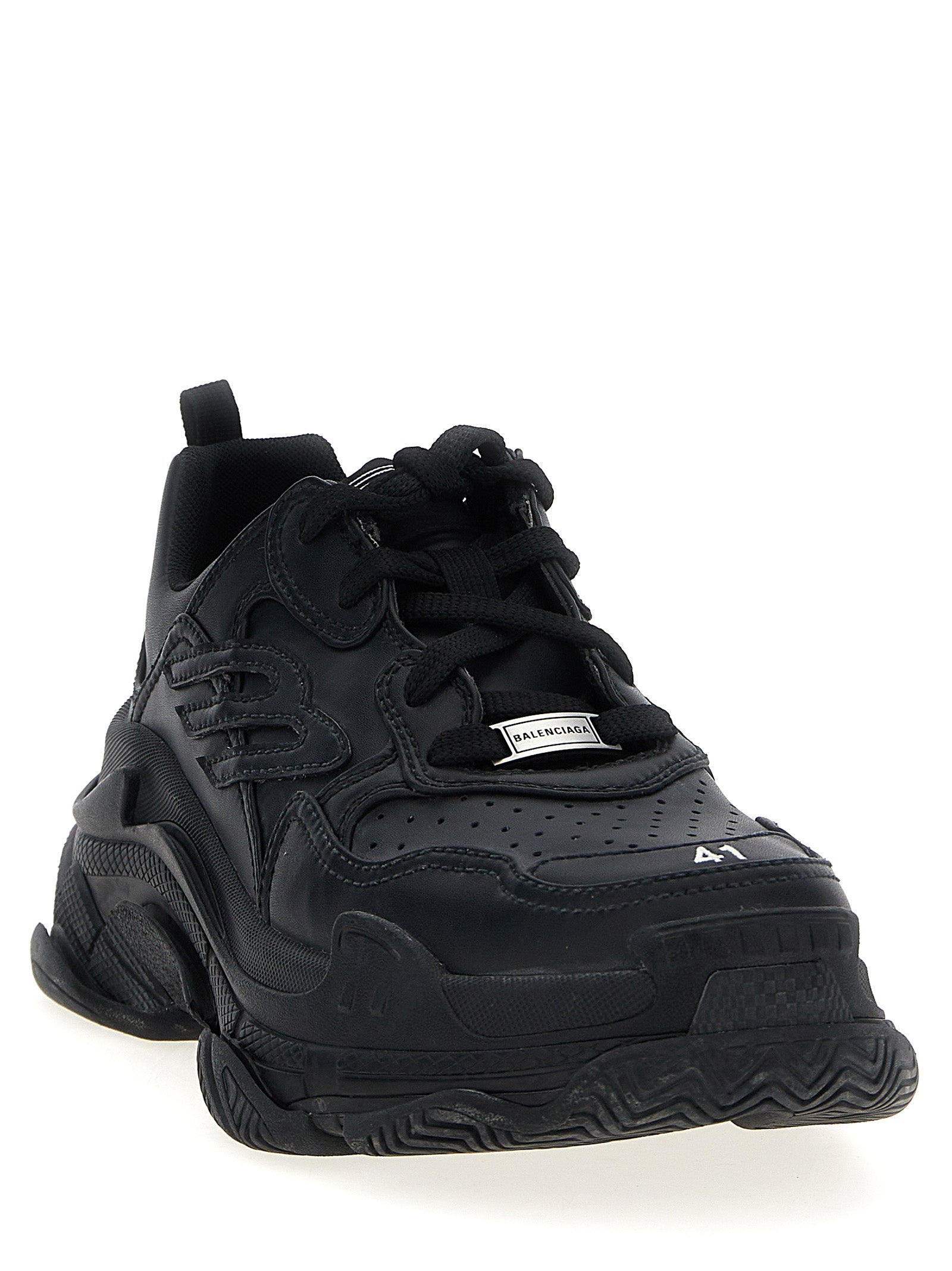 Balenciaga Triple S Sporty Black Polyethylene Athletic Sneakers EU45/US12