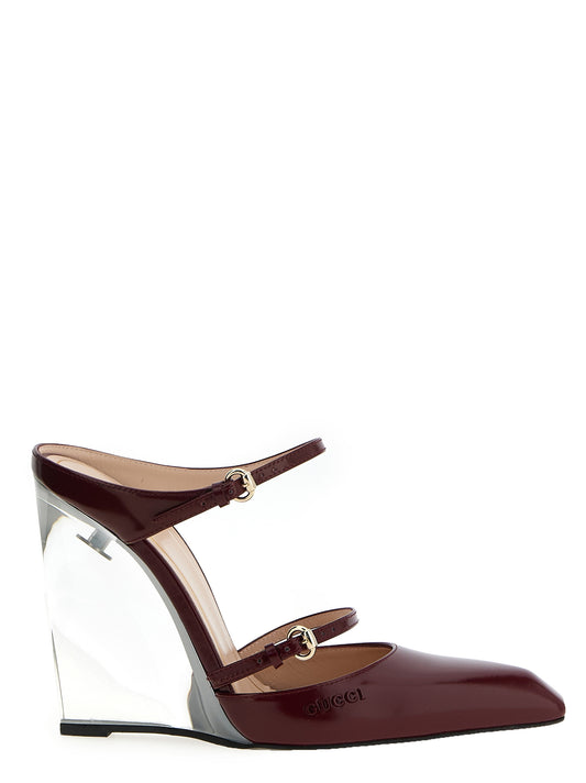 Gucci Rosso Ancora Multicolor Leather Wedge Sandals