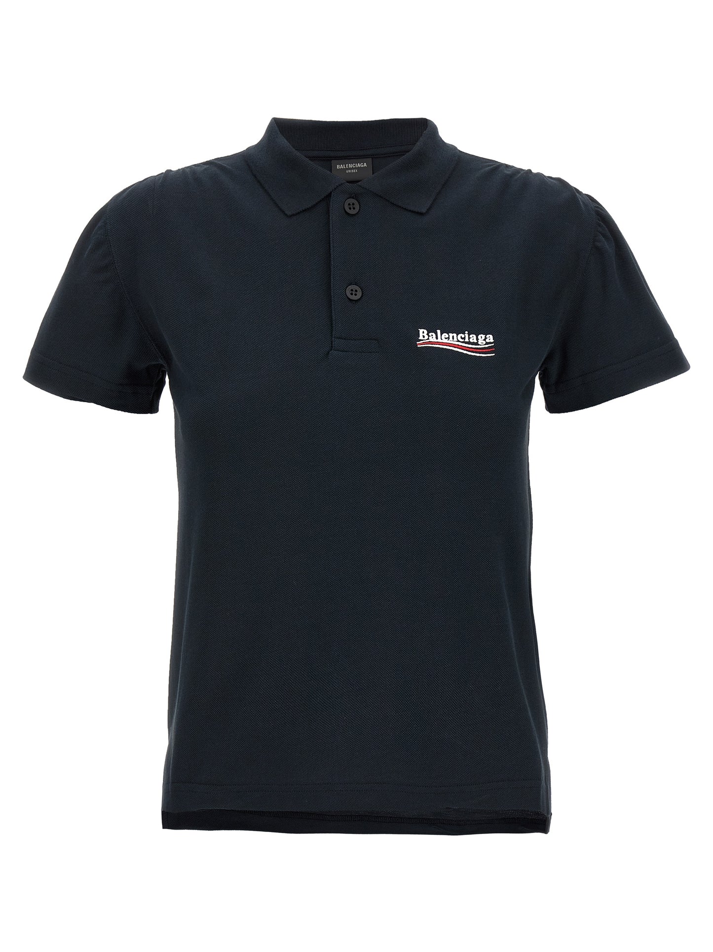 Balenciaga Piqué Delavé Cotton Polo Shirt - Blue