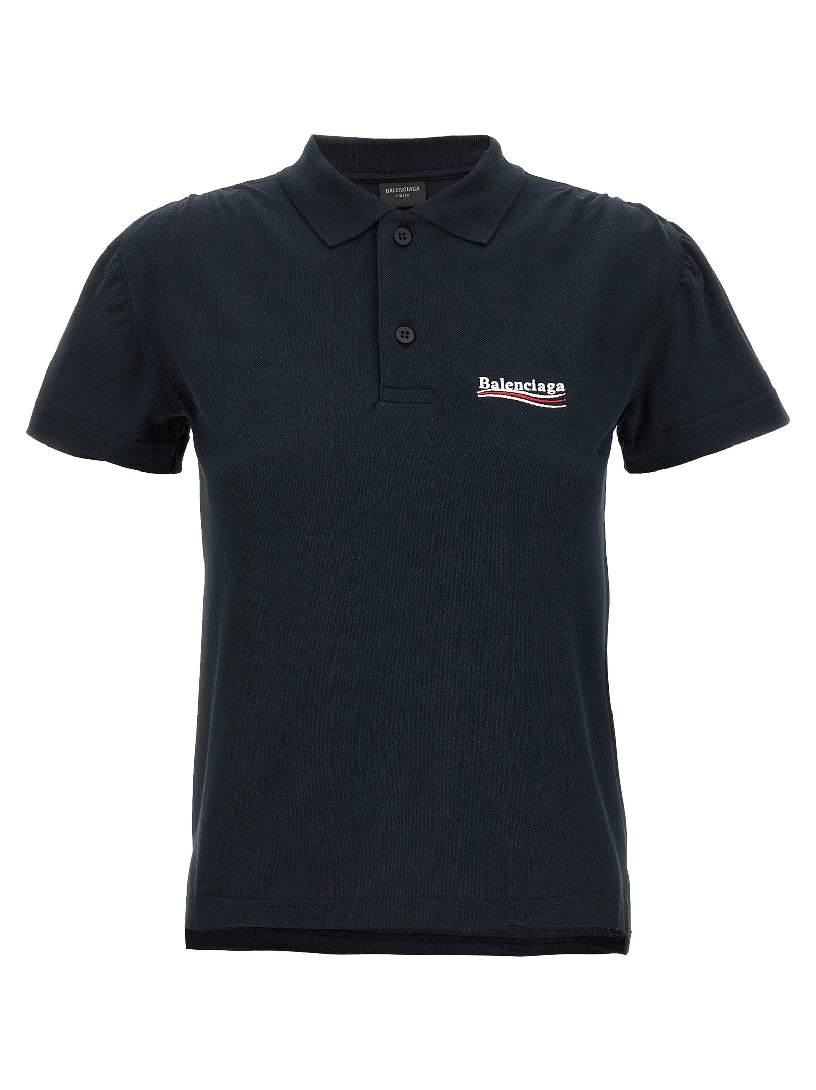 Balenciaga Piqué Delavé Cotton Polo Shirt - Blue