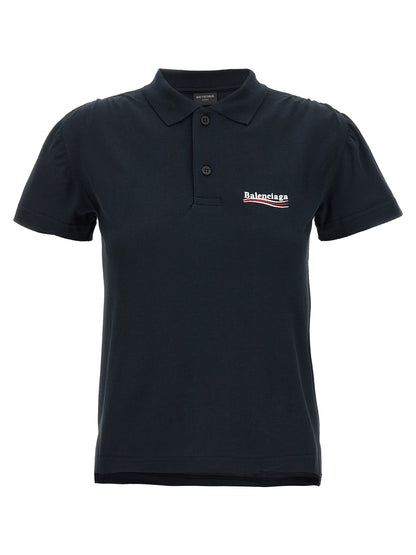 Balenciaga Piqué Delavé Cotton Polo Shirt - Blue