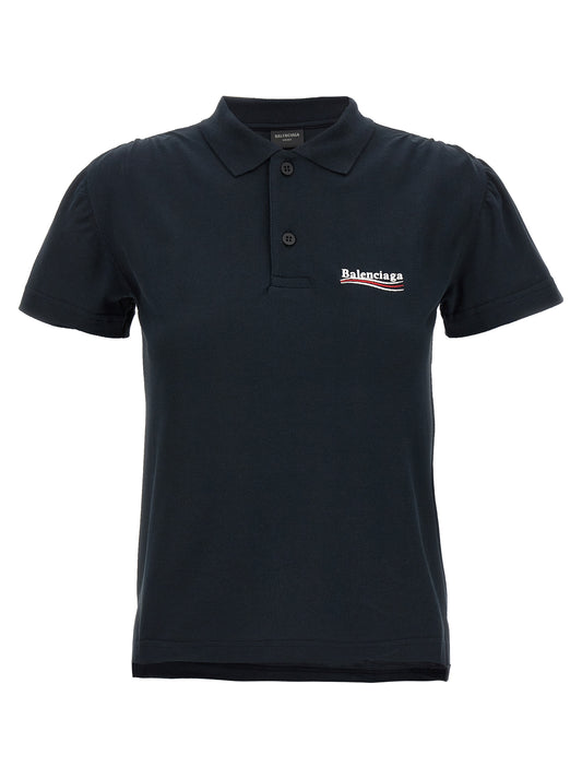 Balenciaga Piqué Delavé Cotton Polo Shirt - Blue