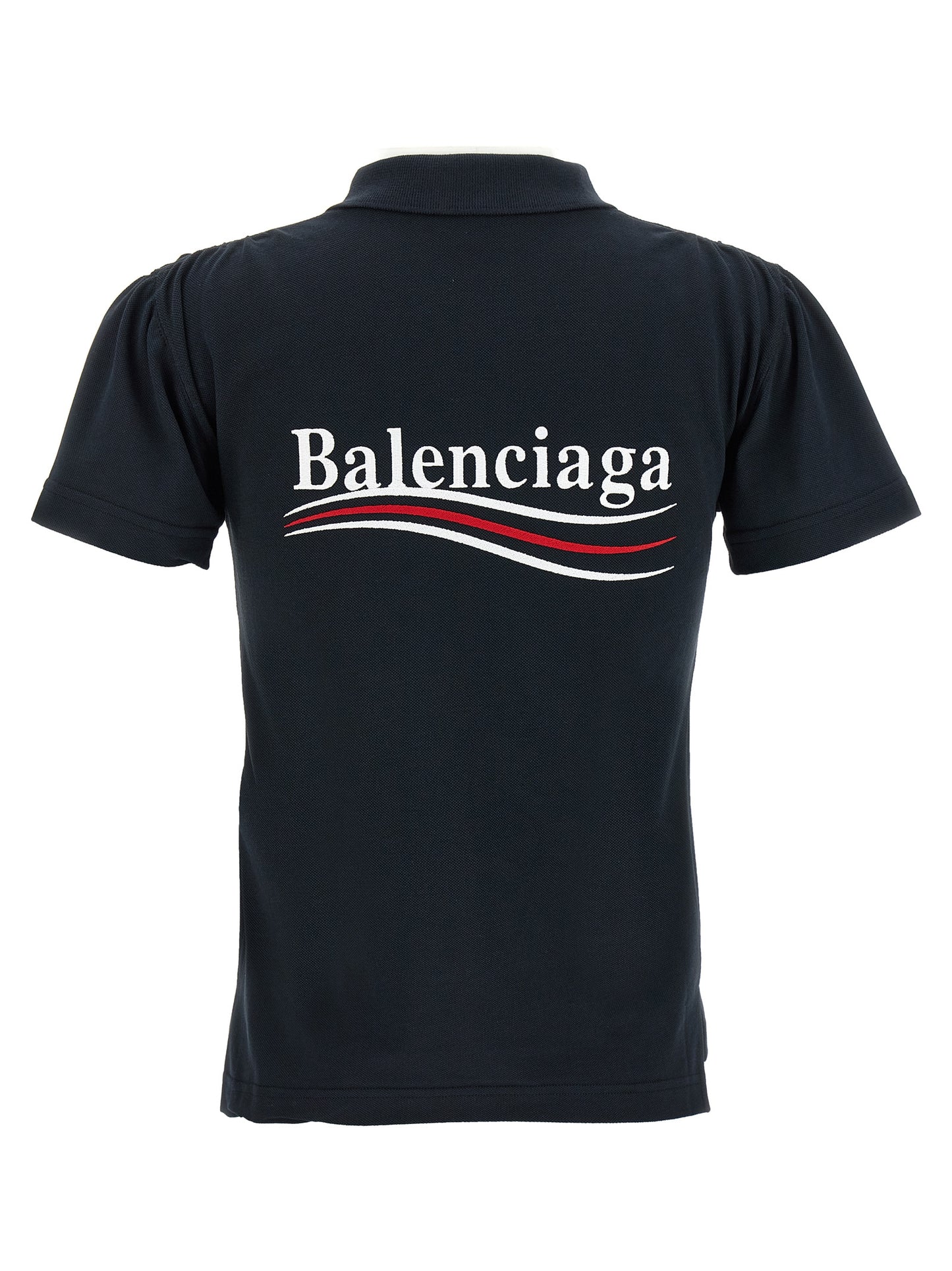 Balenciaga Piqué Delavé Cotton Polo Shirt - Blue