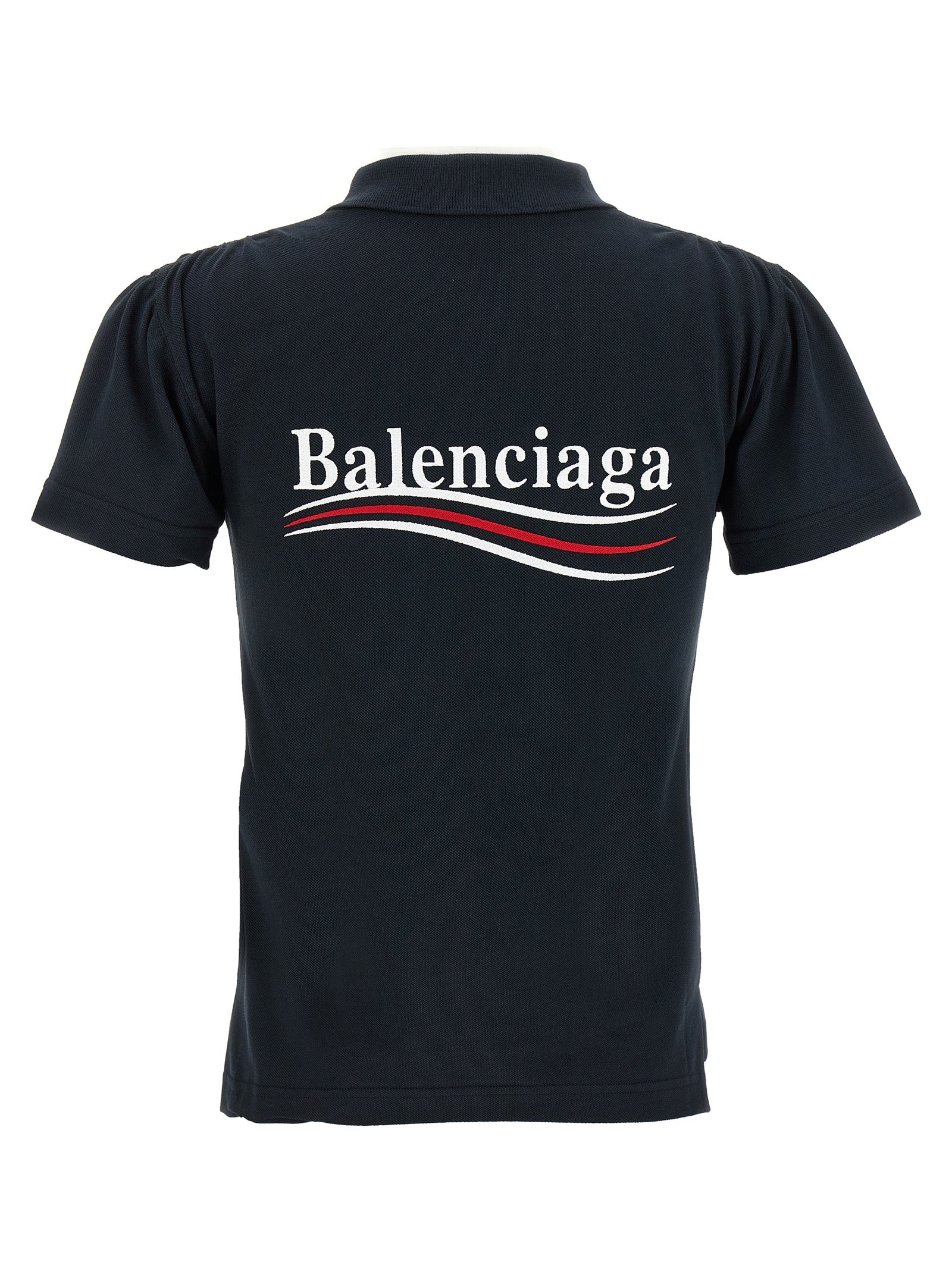 Balenciaga Piqué Delavé Cotton Polo Shirt - Blue