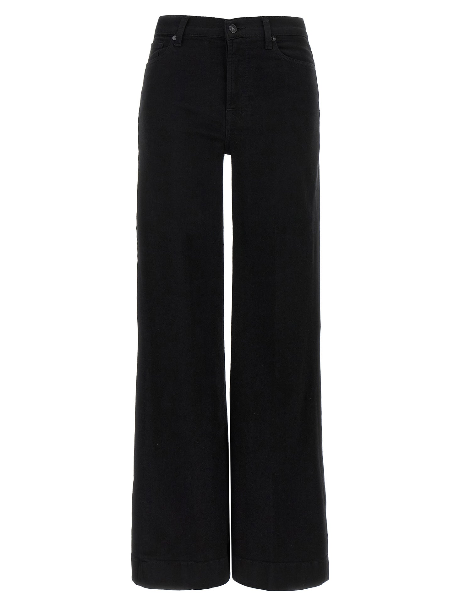7 For All Mankind Black Cotton Flared Modern Dojo Jeans