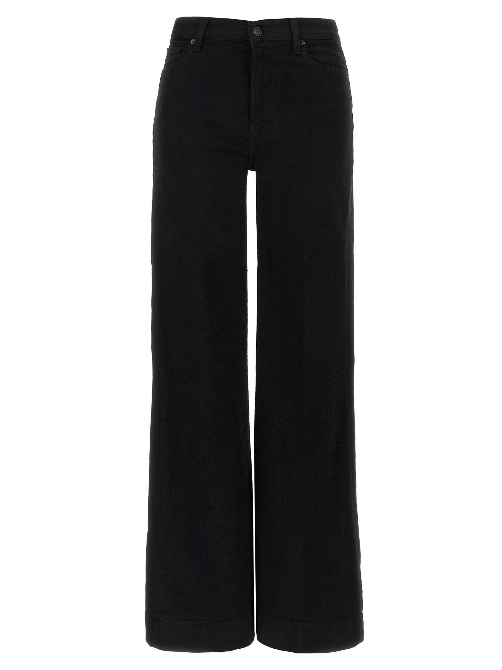 7 For All Mankind Black Cotton Flared Modern Dojo Jeans