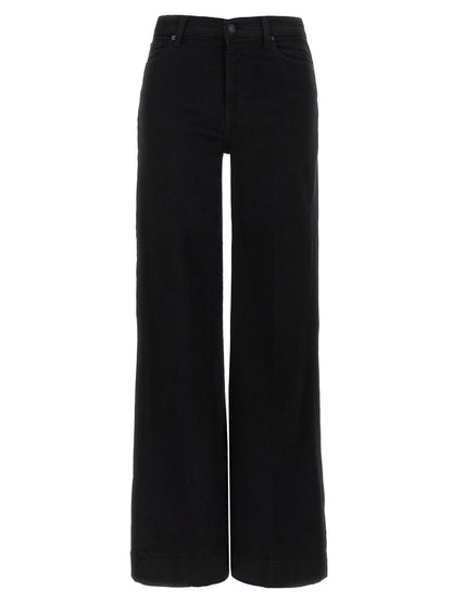 7 For All Mankind Black Cotton Flared Modern Dojo Jeans