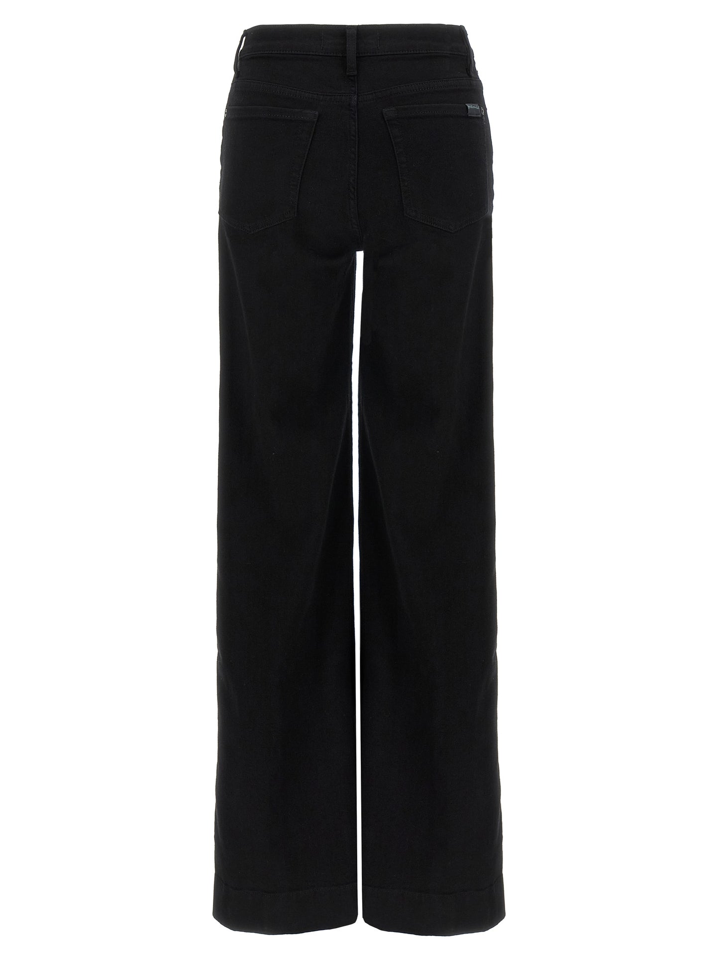 7 For All Mankind Black Cotton Flared Modern Dojo Jeans