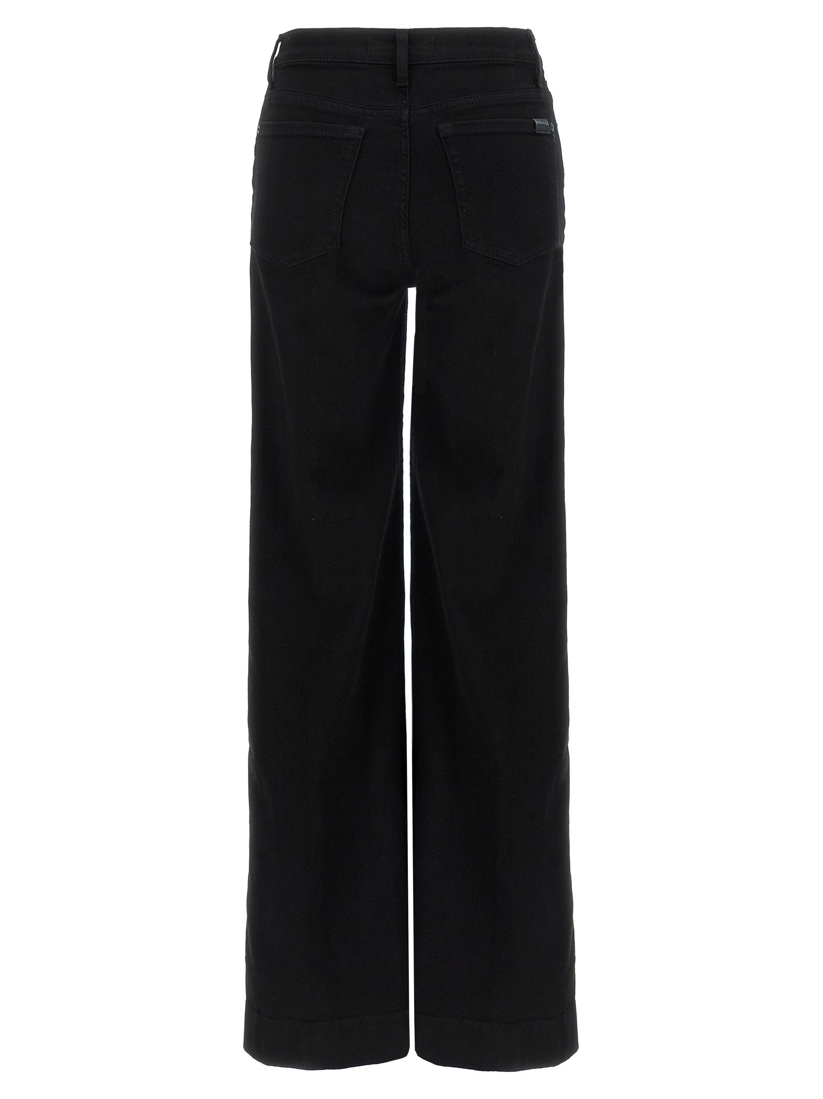 7 For All Mankind Black Cotton Flared Modern Dojo Jeans