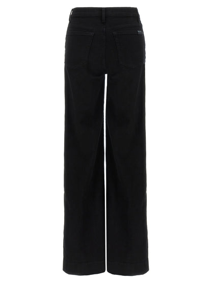 7 For All Mankind Black Cotton Flared Modern Dojo Jeans