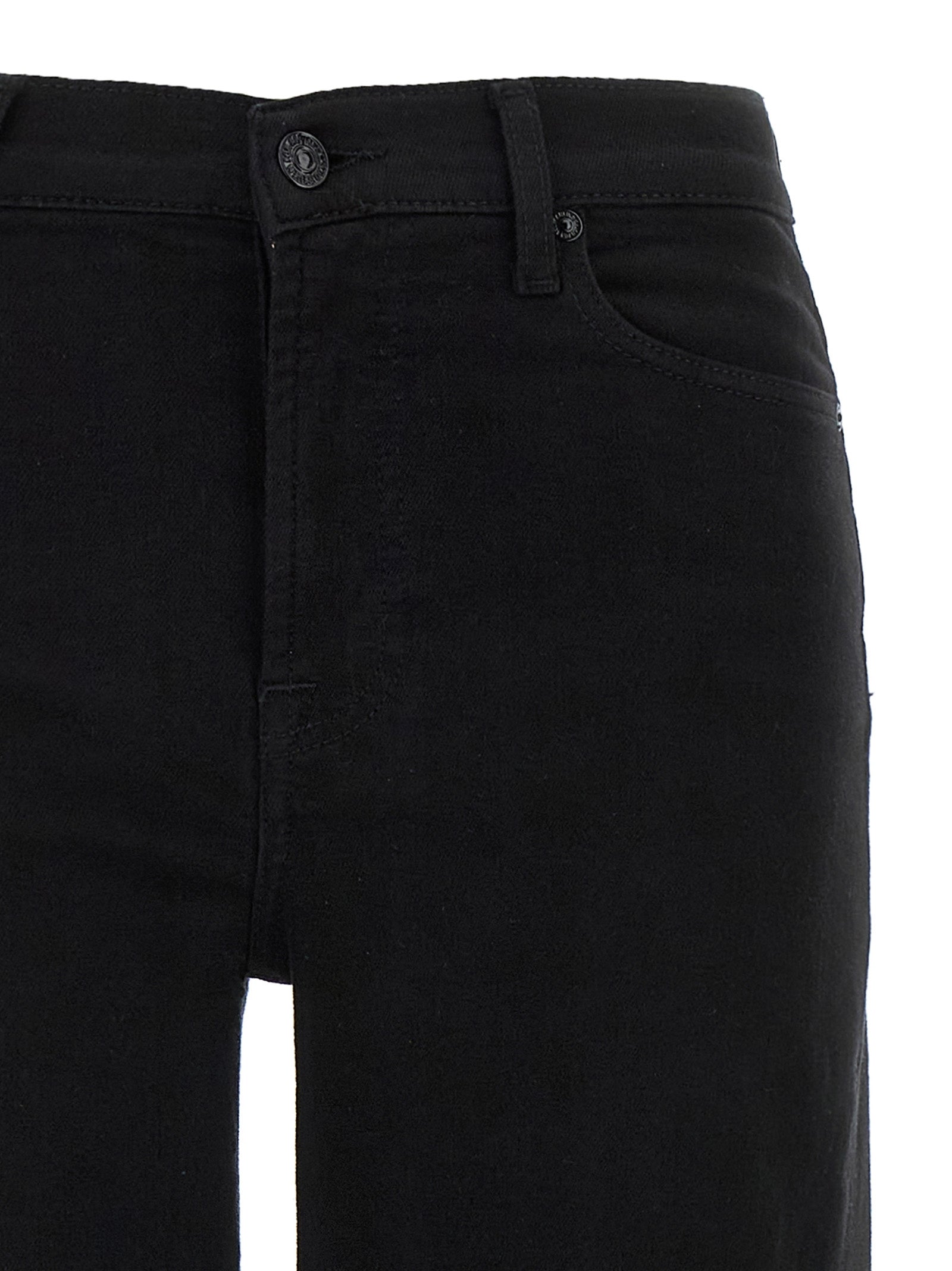 7 For All Mankind Black Cotton Flared Modern Dojo Jeans