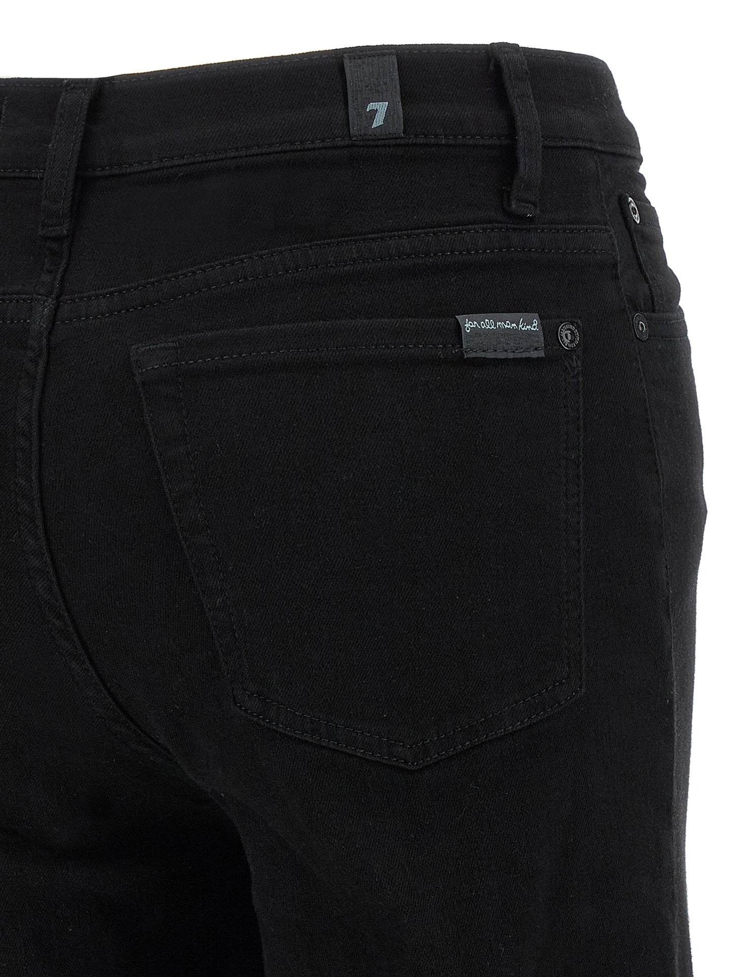 7 For All Mankind Black Cotton Flared Modern Dojo Jeans
