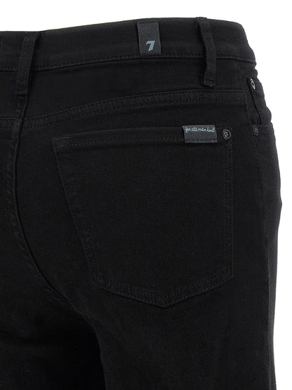 7 For All Mankind Black Cotton Flared Modern Dojo Jeans