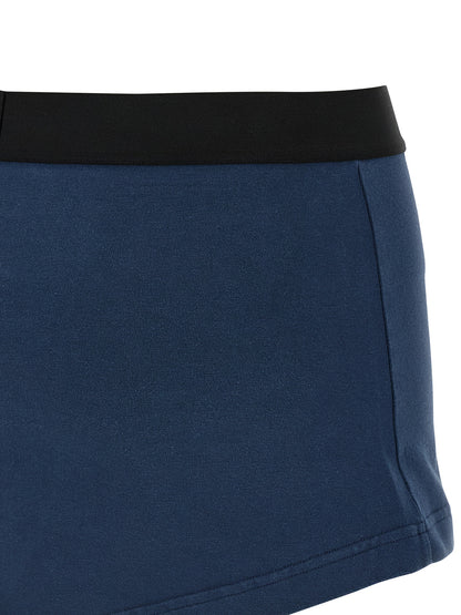 Balenciaga Cut Off Brief Blue Cotton Long Skirt
