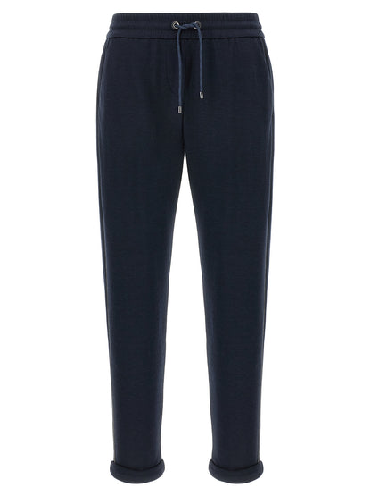 Brunello Cucinelli Blue Cotton Joggers