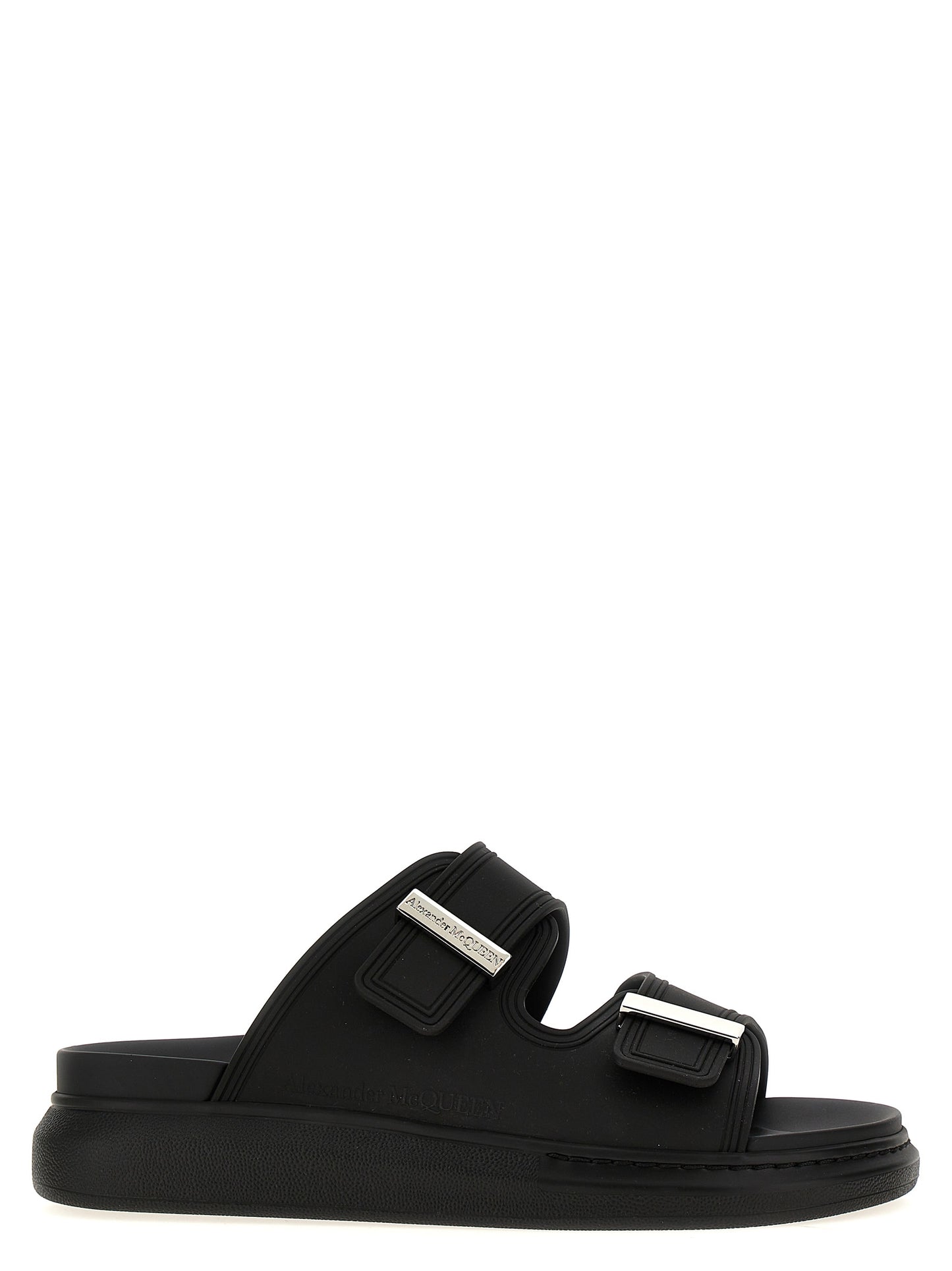 Alexander McQueen Black Double Band Rubber Slides