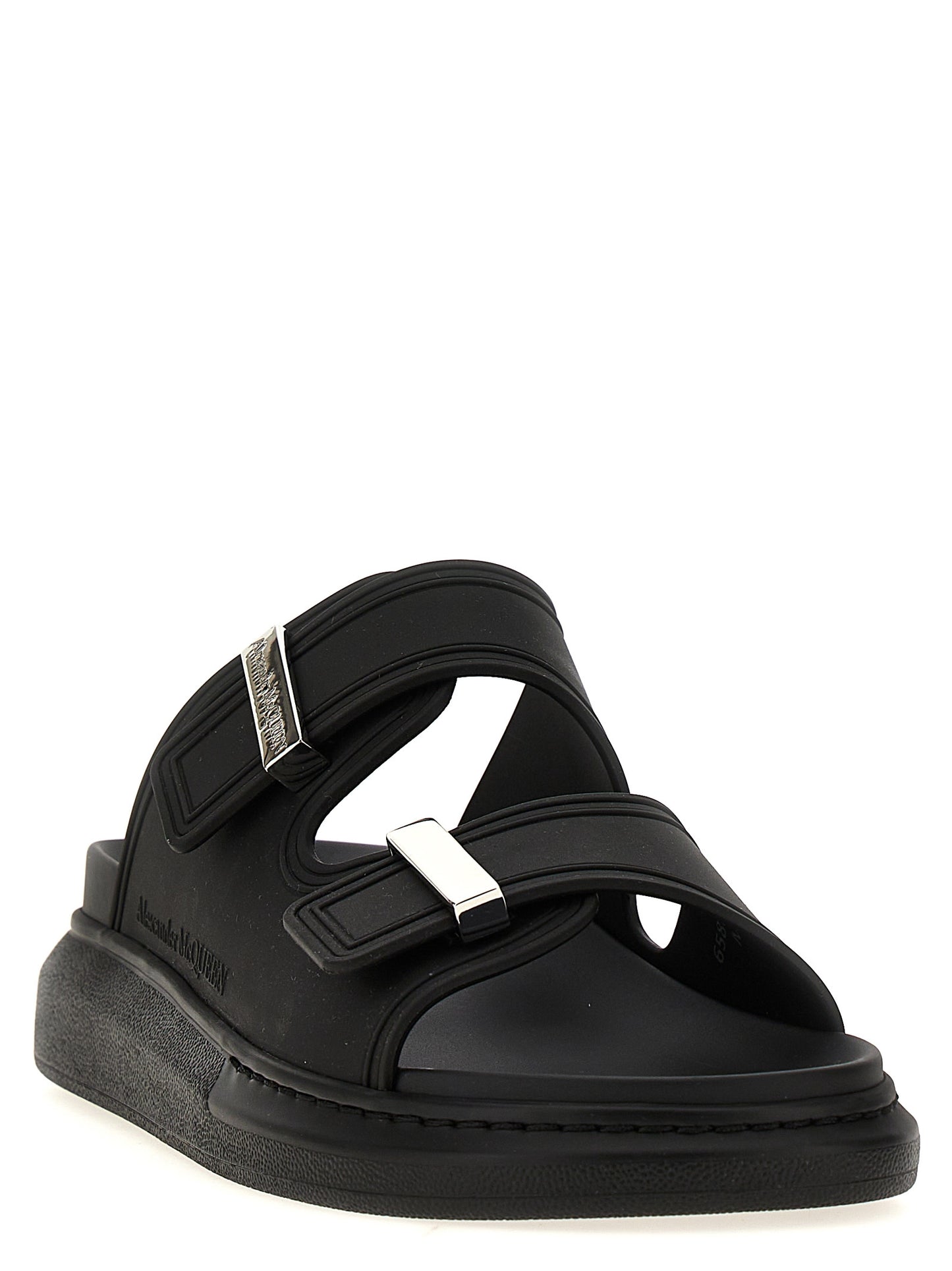 Alexander McQueen Black Double Band Rubber Slides