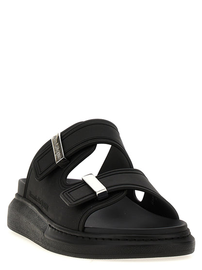 Alexander McQueen Black Double Band Rubber Slides