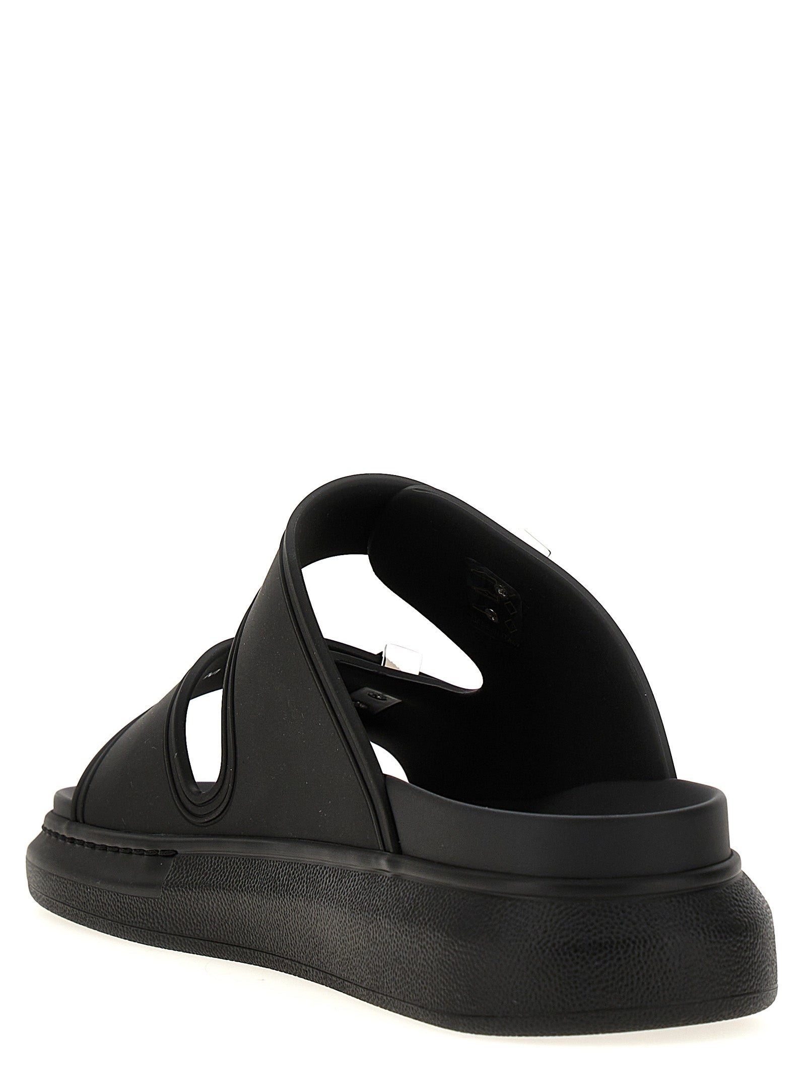 Alexander McQueen Black Double Band Rubber Slides