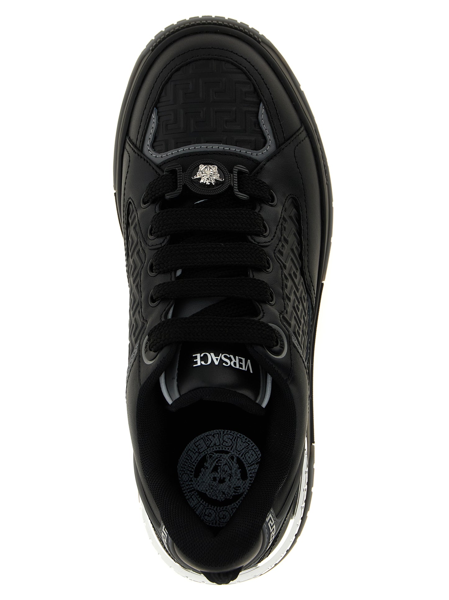 Versace Black Calfskin Biggie Basket Athletic Sneakers