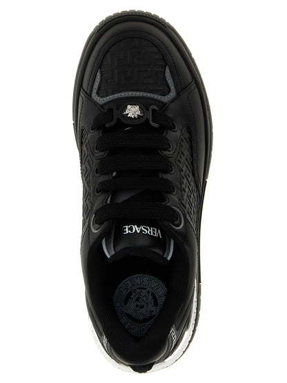 Versace Black Calfskin Biggie Basket Athletic Sneakers