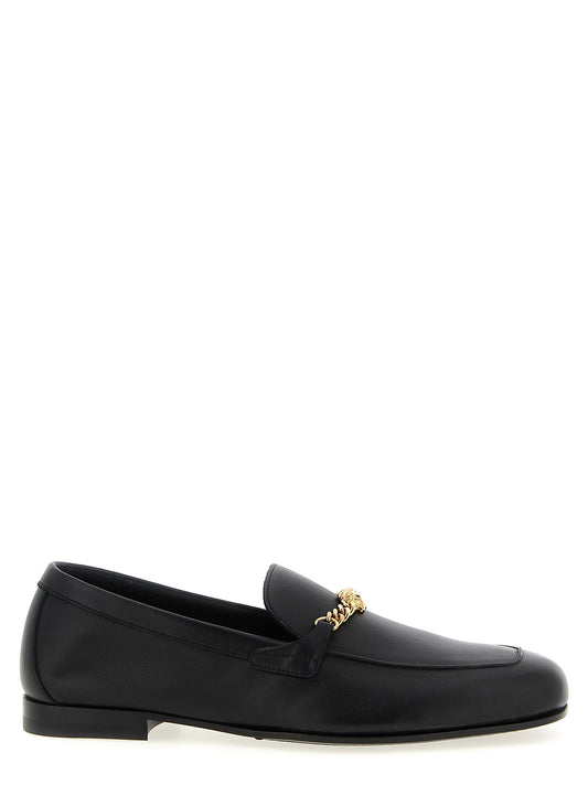 Versace Black Calfskin Slip-On Loafers