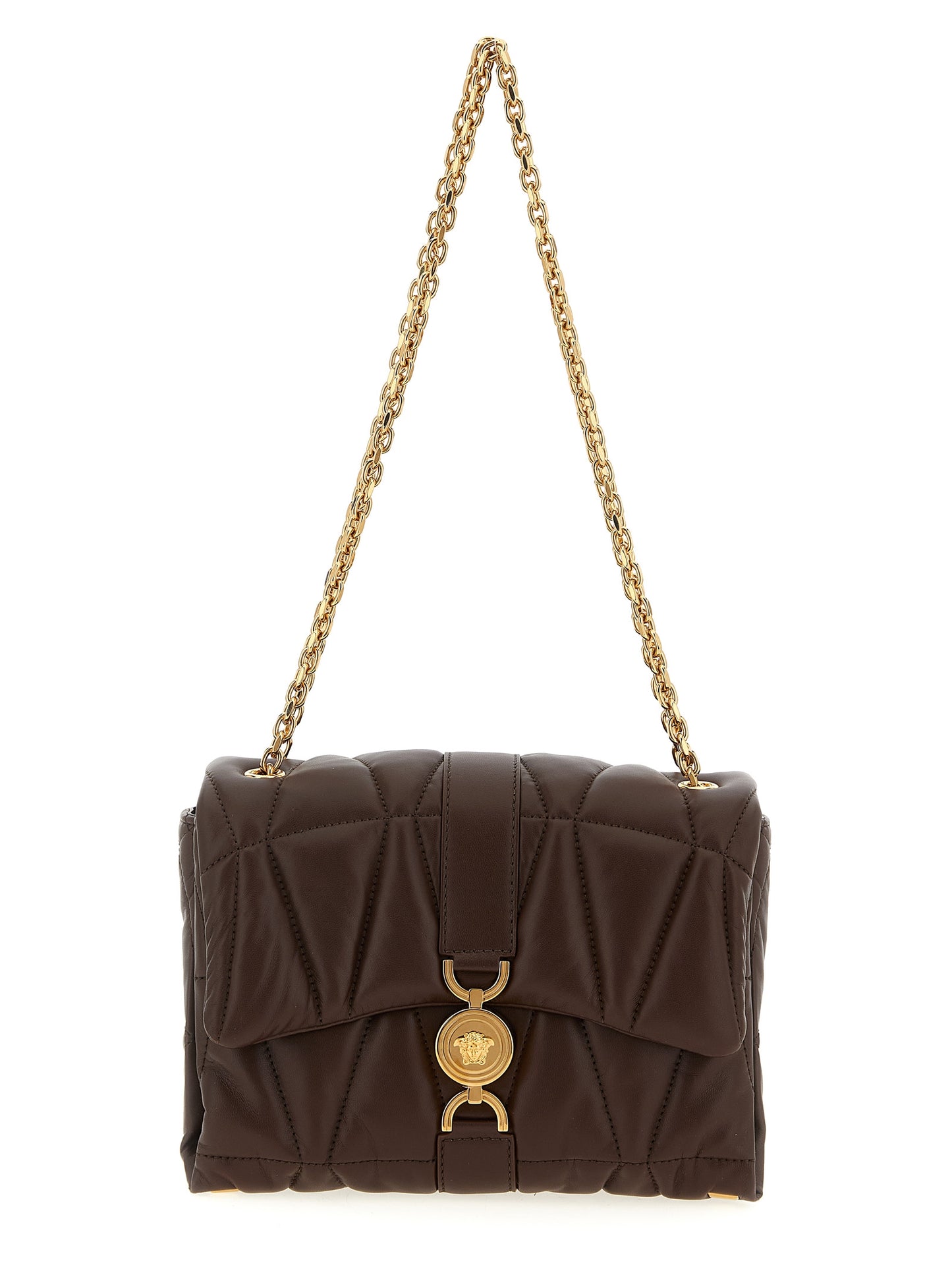 Versace Kleio Brown Lamb Leather Shoulder Bag