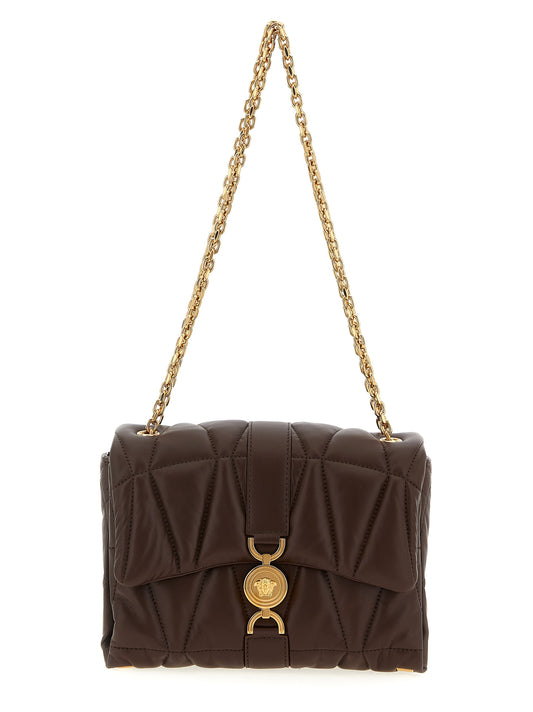 Versace Kleio Brown Lamb Leather Shoulder Bag