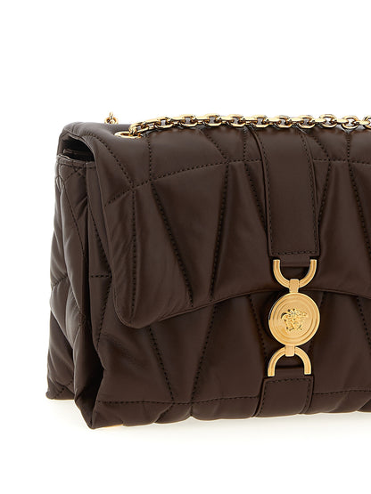 Versace Kleio Brown Lamb Leather Shoulder Bag