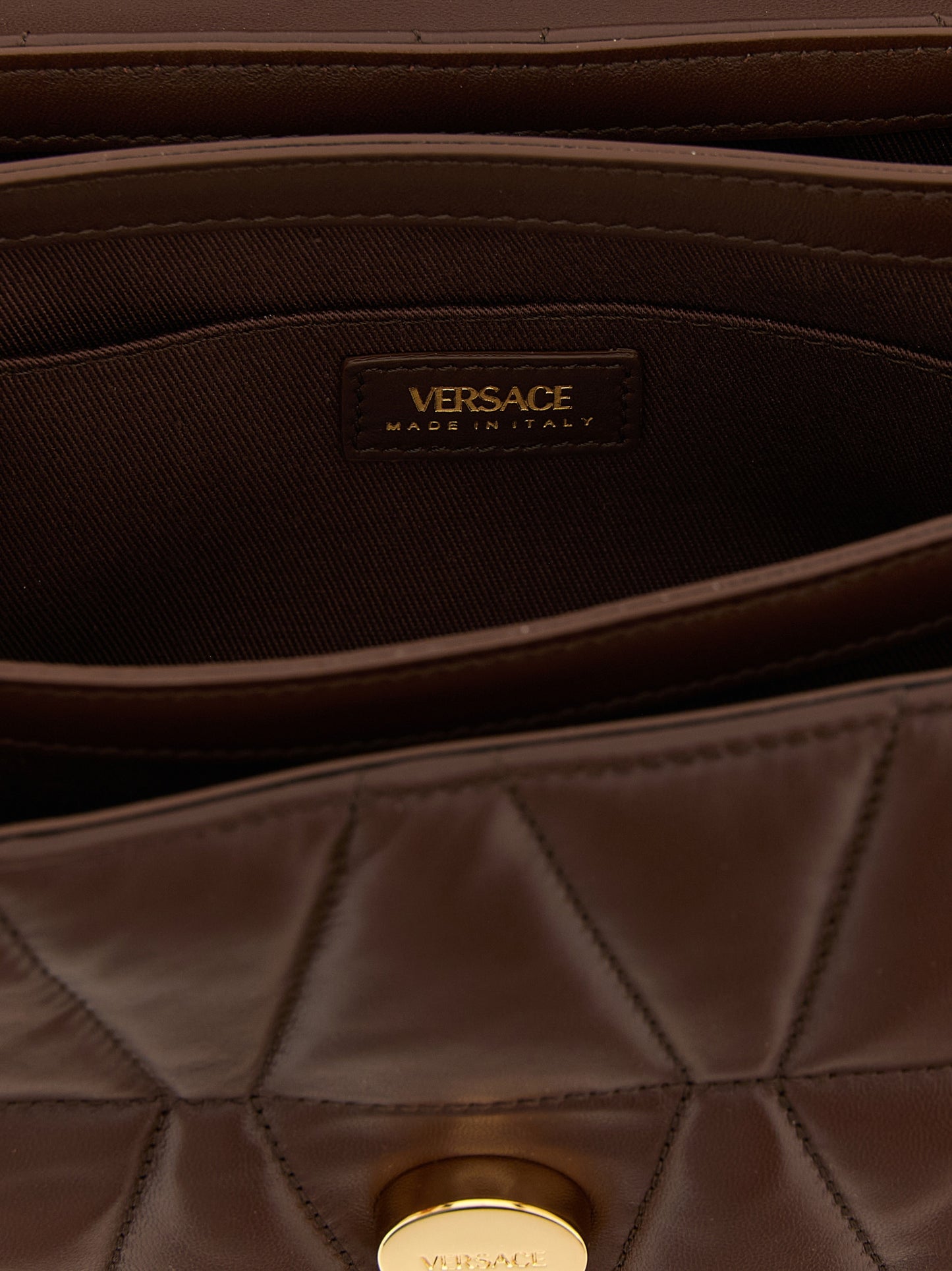 Versace Kleio Brown Lamb Leather Shoulder Bag