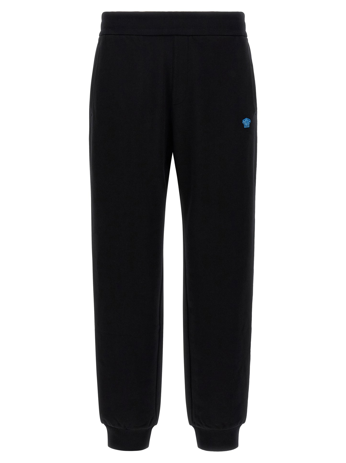 Versace Black Cotton Joggers with Logo Patch