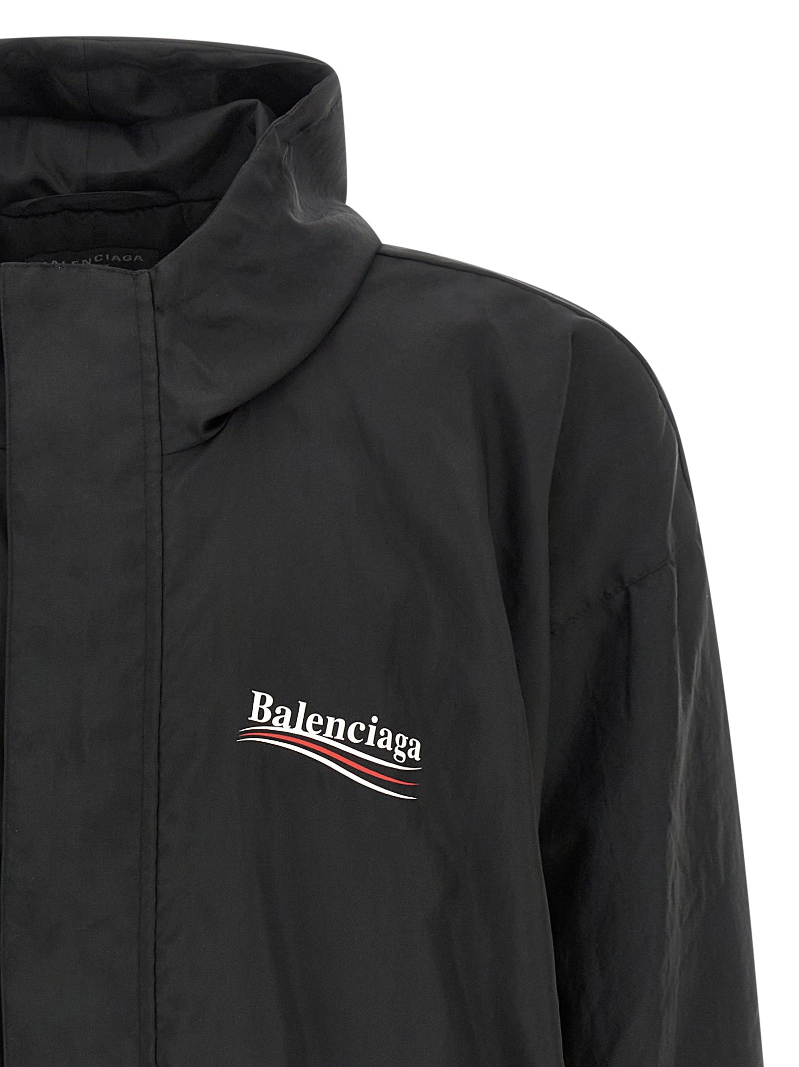 Balenciaga Political Campaign Black Polyester Shell Jacket