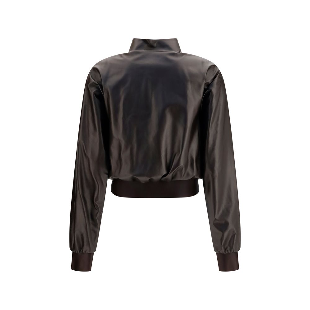 Gucci Dark Brown Soft Nappa Lamb Leather Bomber Jacket