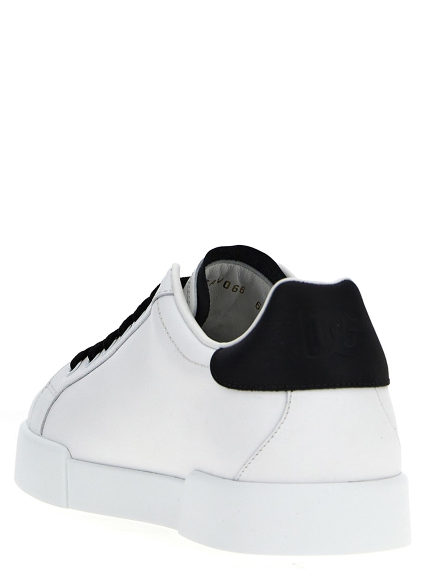 Dolce & Gabbana White & Black DG Portofino Calfskin Low Top Sneakers